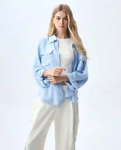 Camisa Mujer Azul Talla M 611G000_AZU144210 Americanino