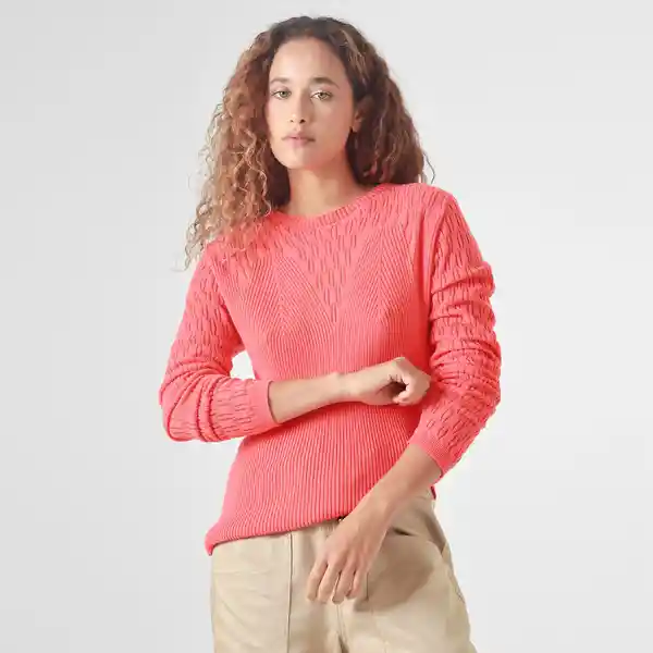 Suéter Cuello Redondo Manga Larga Naranja Talla S 715744