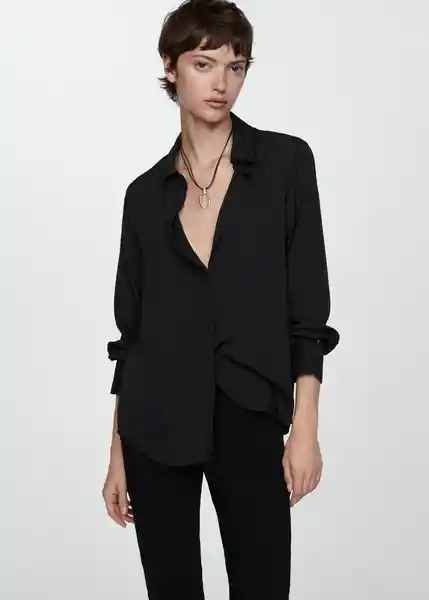 Camisa Basic Negro Talla XL Mujer Mango