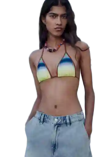 Bermuda Amina Tejano Claro Talla 38 Mujer Mango