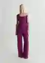 Pantalón Floris Morado Talla M Mujer Mango