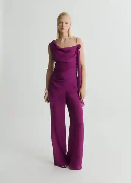 Pantalón Floris Morado Talla M Mujer Mango