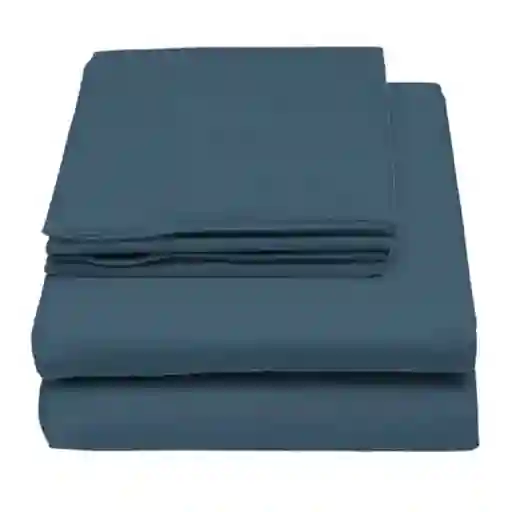 Distrihogar Juego de Cama Extradoble Azul Básico 150 Hilos