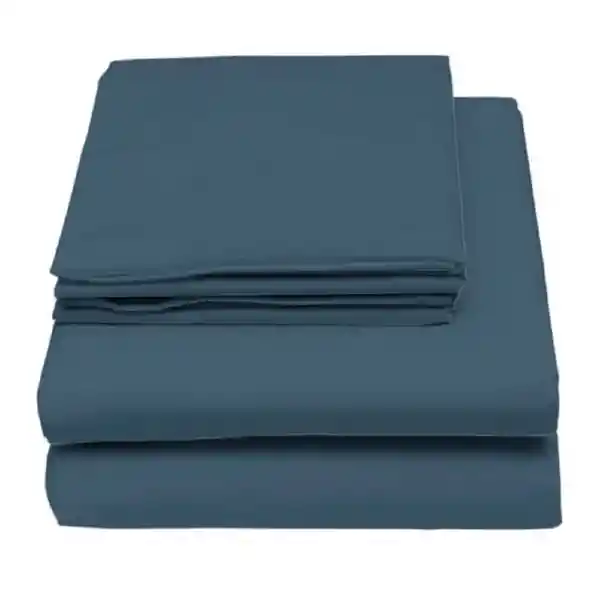 Distrihogar Juego de Cama Extradoble Azul Básico 150 Hilos