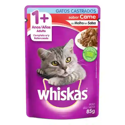 Whiskas Alimento Húmedo para Gato Castrados Sabor a Carne