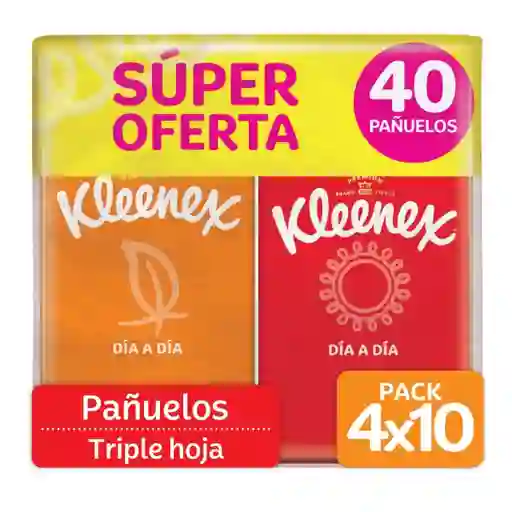 Pañuelos Faciales Kleenex de Bolsillo Pe 4 x 10 Und