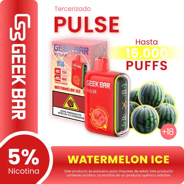 Geek Bar  Vape Pulse Watermelon Ice - 15000 puffs - 5% Nicotina