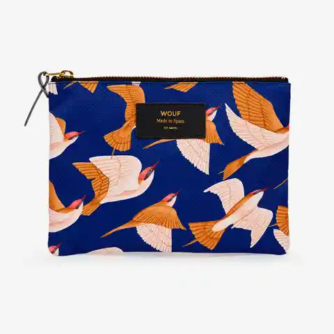 Wouf Bolso Mano Pouch Blue Birds Large