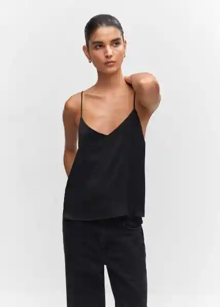 Top Rachel Negro Talla M Mujer Mango