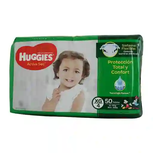 Pañales Huggies Active Sec Etapa 4 Pack con 50 Unidades