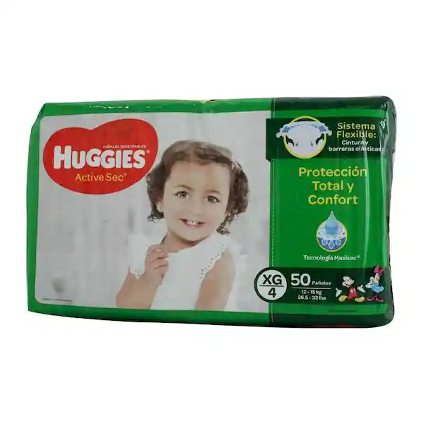 Pañales Huggies Active Sec Etapa 4 Pack con 50 Unidades
