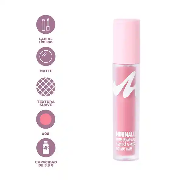Lápiz Labial Líquido Mate Serie Minimalist 08 Miniso