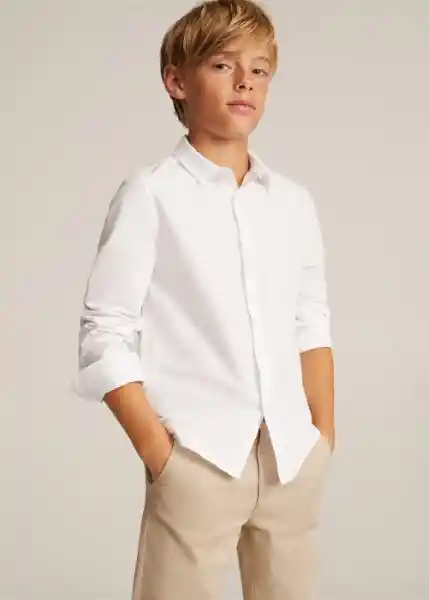 Camisa Damian Blanco Talla 08 Niños Mango