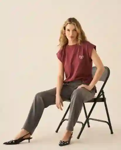 Camiseta Rojo Sangría Oscuro Talla S 103G003 Esprit