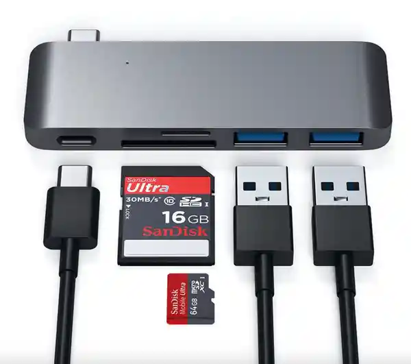 Satechi Adaptador USB Tipo-C Con Puerto de Carga Gris Espacial