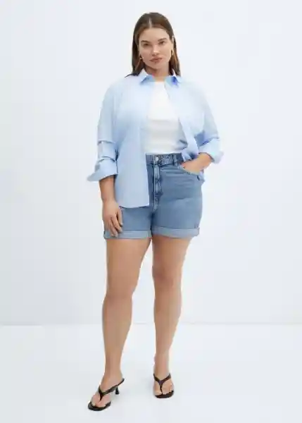 Short Mom80 Tejano Medio Talla 52 Mujer Mango