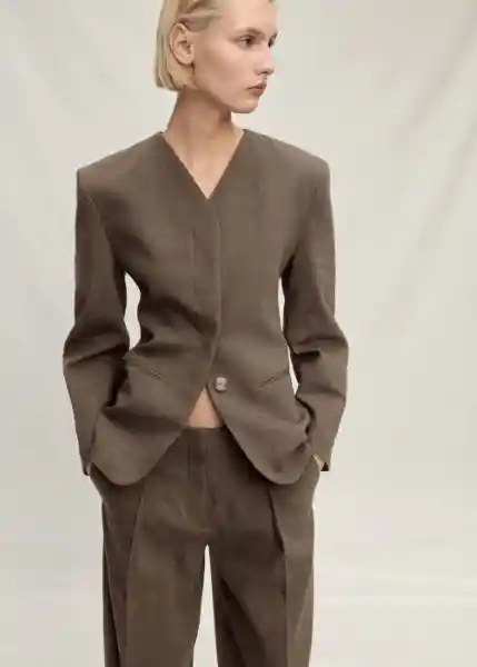 Blazer Americana Orchid Khaki Talla S Mujer Mango