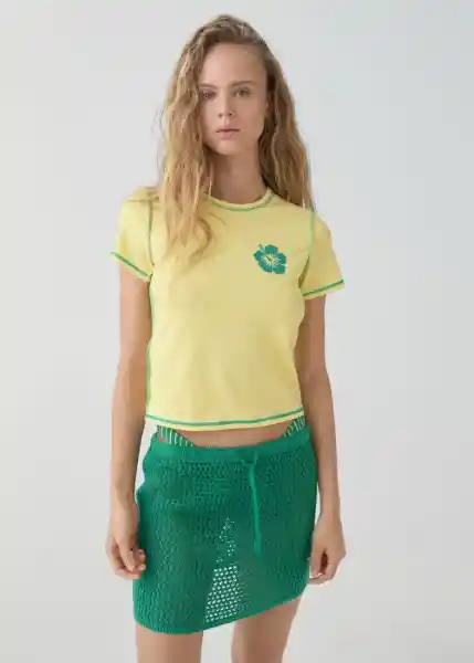 Falda Tasmania Verde Pastel Talla M Mujer Mango