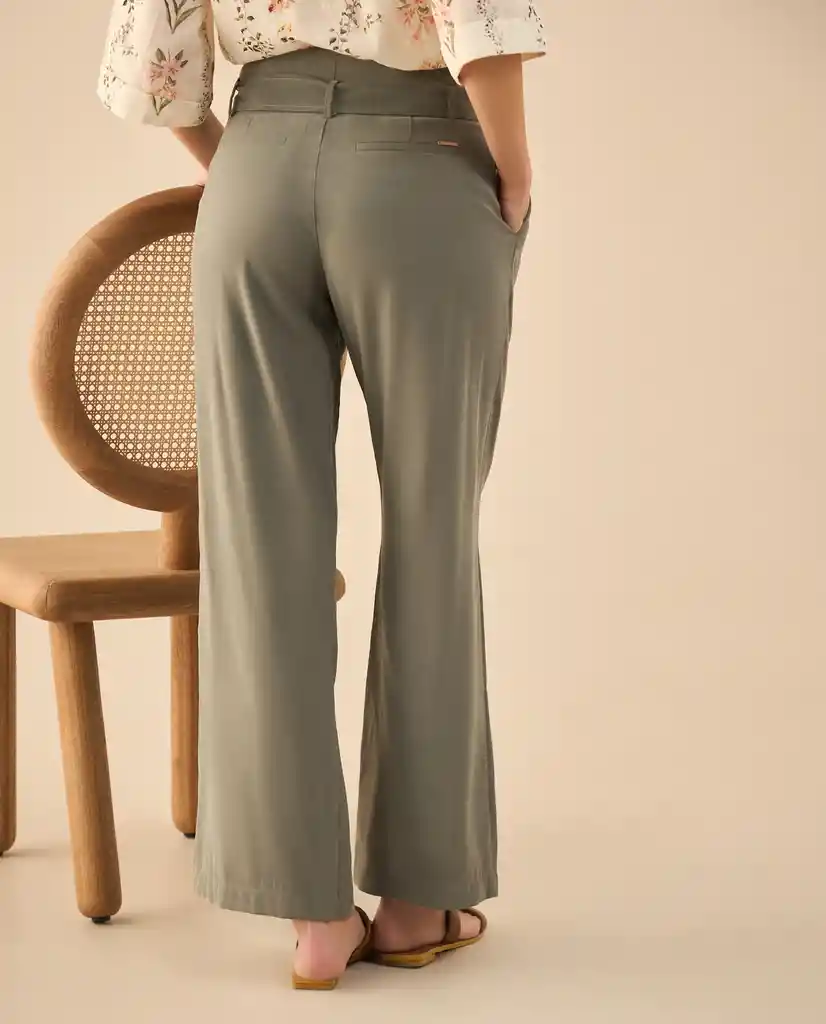 Pantalón Verde Aceituna Oscuro Talla 10 432G020 Esprit