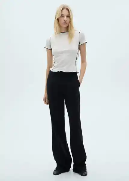 Camiseta Curlita Blanco Talla S Mujer Mango