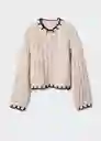 Saco Jersey Ribete Beige Talla S Mujer Mango