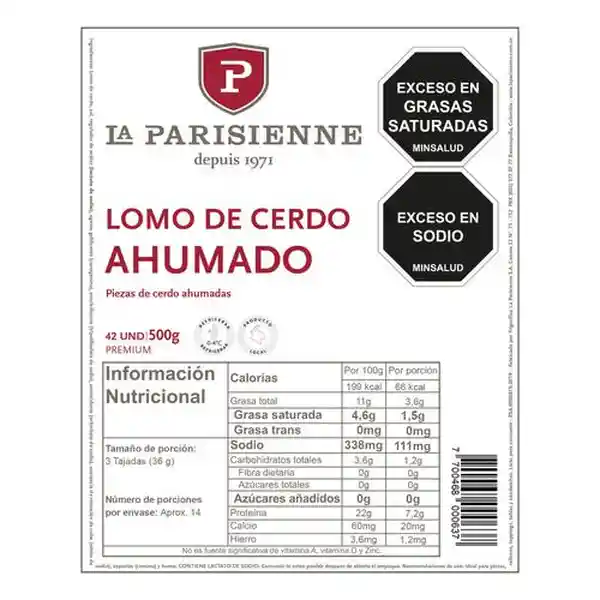 La Parisienne Lomo de Cerdo Ahumado / 1.1 Lb