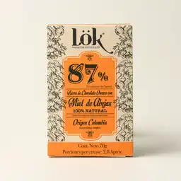 Lok Barra de Chocolate Oscuro con Miel de Abeja 87%