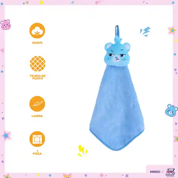 Toalla Para Manos Colección Care Bears Carita 3D Azul Miniso