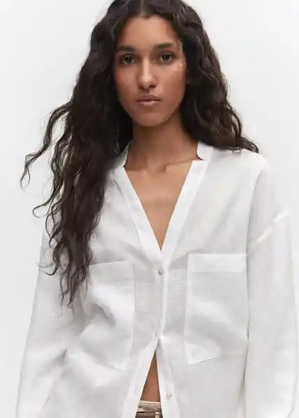Blusa Roma Off White Talla M Mujer Mango