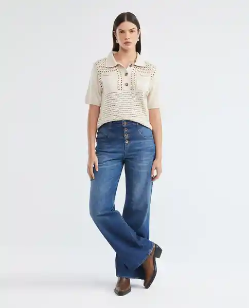 Polo Open Work Crudo Porcelana Claro Talla M Mujer Chevignon