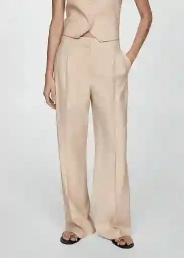 Pantalón Clavel Beige Talla 36 Mujer Mango