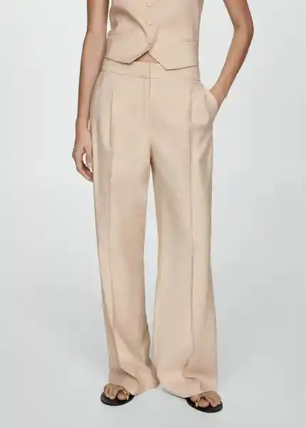 Pantalón Clavel Beige Talla 36 Mujer Mango