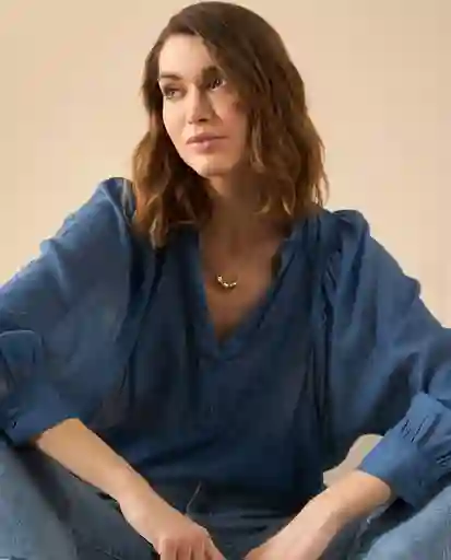 Camisa Azul Bahía Oscuro Talla XS 612G007 Esprit