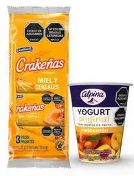 Combo Crakeñas Miel 8 Und + Yogurt Original Alpina Melocotón