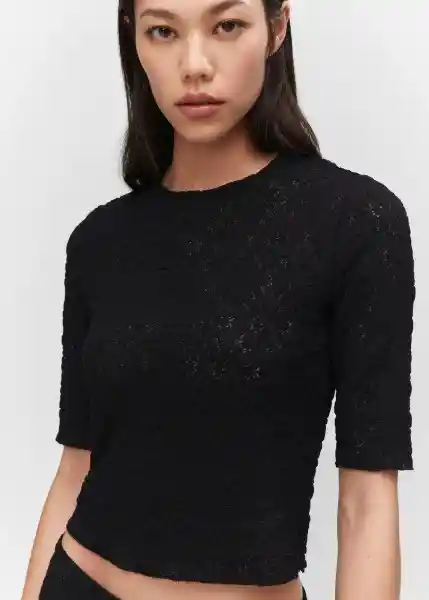 Camiseta Maya Negro Talla L Mujer Mango