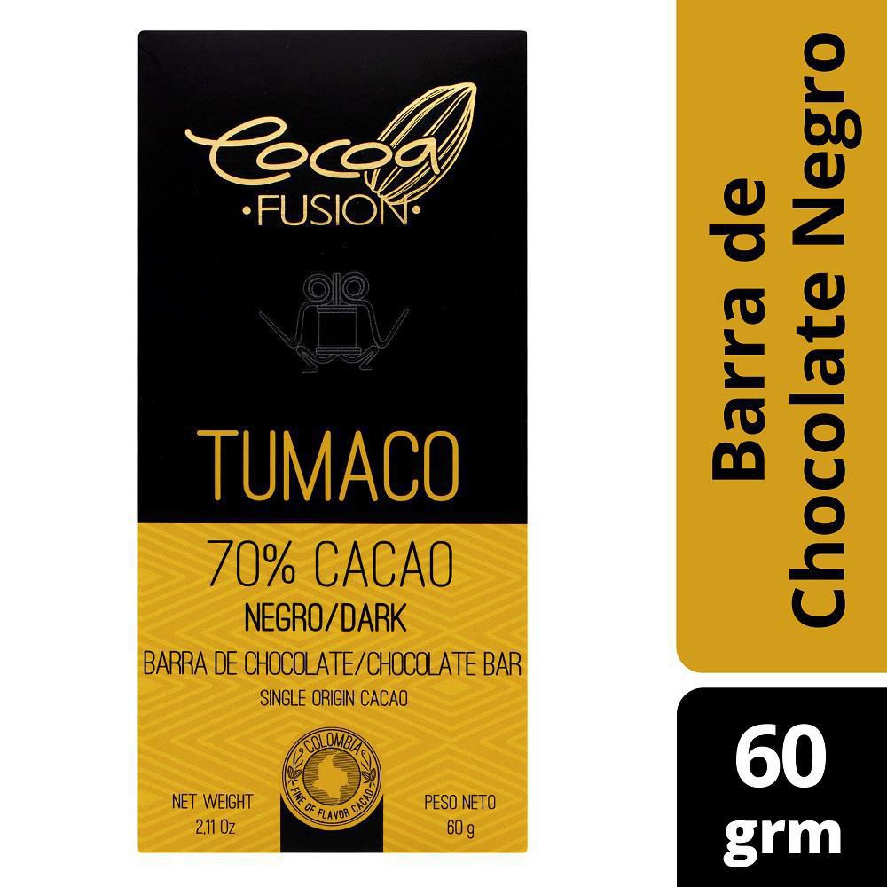 Cocoa Fusion Barra de Chocolate Negro Tumaco 70 % Cacao 60 g