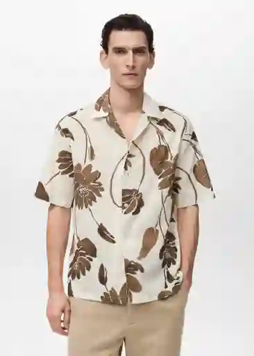 Camisa Sicilia Marron Talla M Hombre Mango