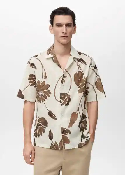 Camisa Sicilia Marron Talla M Hombre Mango