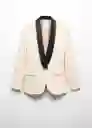 Blazer Americana Smoking Blanco Talla L Mujer Mango