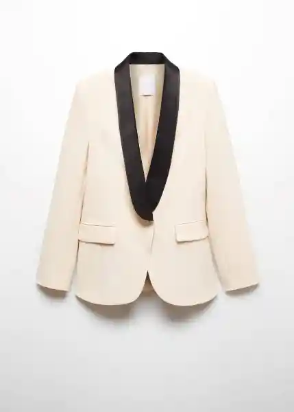 Blazer Americana Smoking Blanco Talla L Mujer Mango