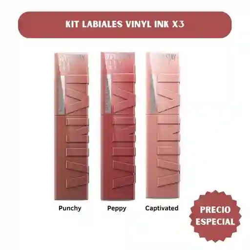 Labial Maybelline Vinyl Ink Punchy + Peppy + Captivated