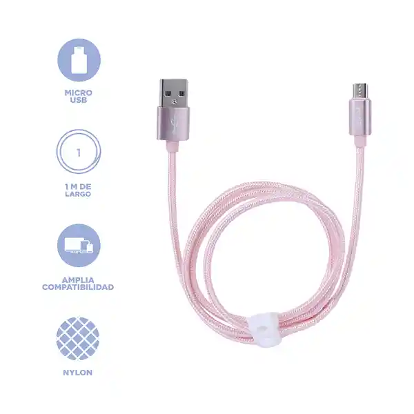 Miniso Cable de Datos Micro Android Oro Rosa