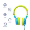 Audífonos Con Micrófono Kids Azul Verde 3.5 mm Mod 23L07 Miniso