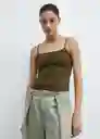 Top Bacará Khaki Talla M Mujer Mango