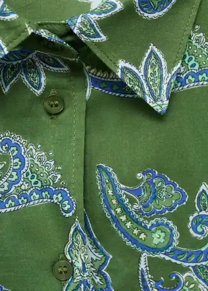 Camisa Mamba Verde Talla M Mujer Mango