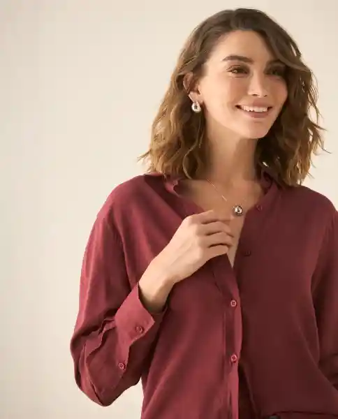 Camisa Rojo Sangría Oscuro Talla L 113G006 Esprit