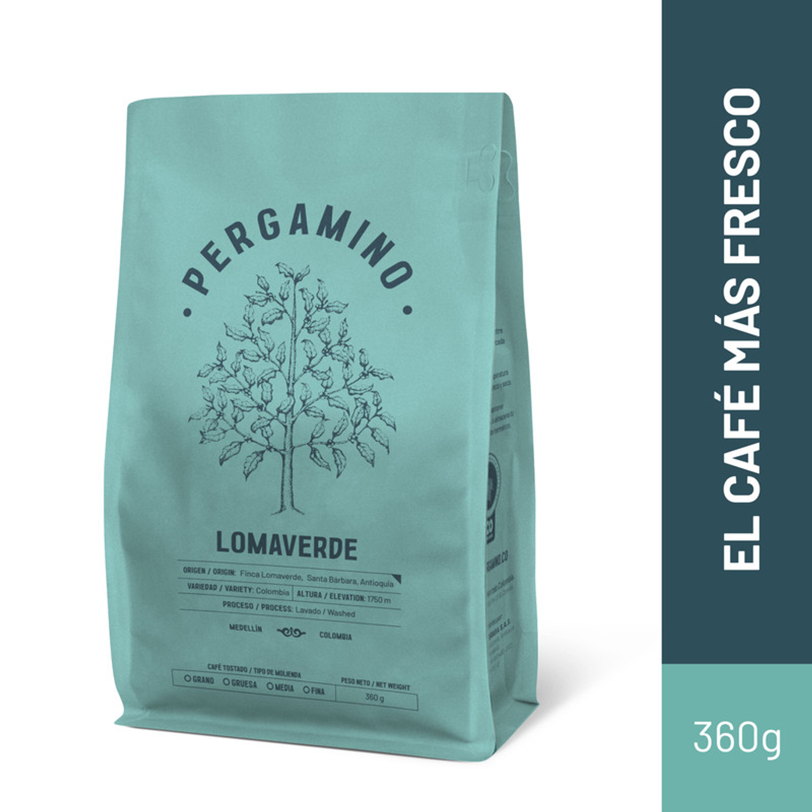 Pergamino Café Molido Alto de Letras 360g
