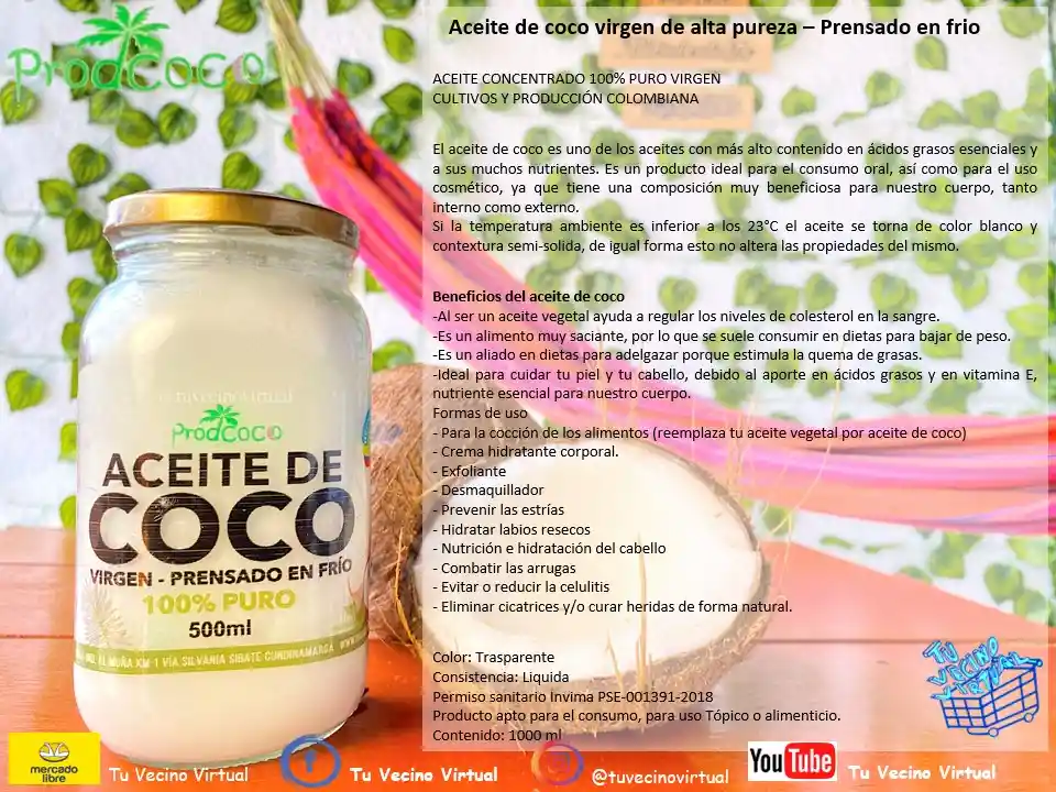 Prodcoco Aceite De Coco Virgen