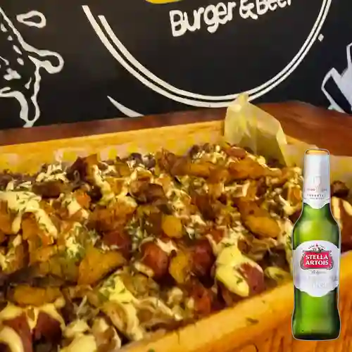 Combo Salchipapa Trinidad Festival + Stella Artois 330ml