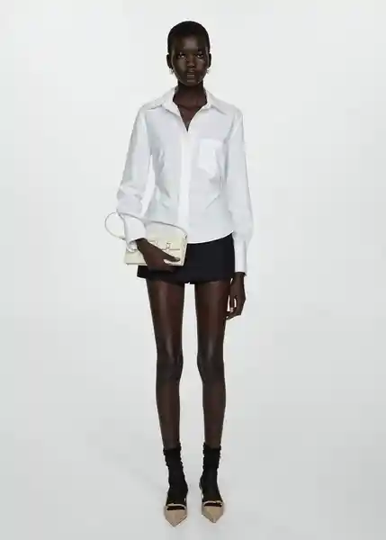 Camisa Rodas Offwhite Talla M Mujer Mango